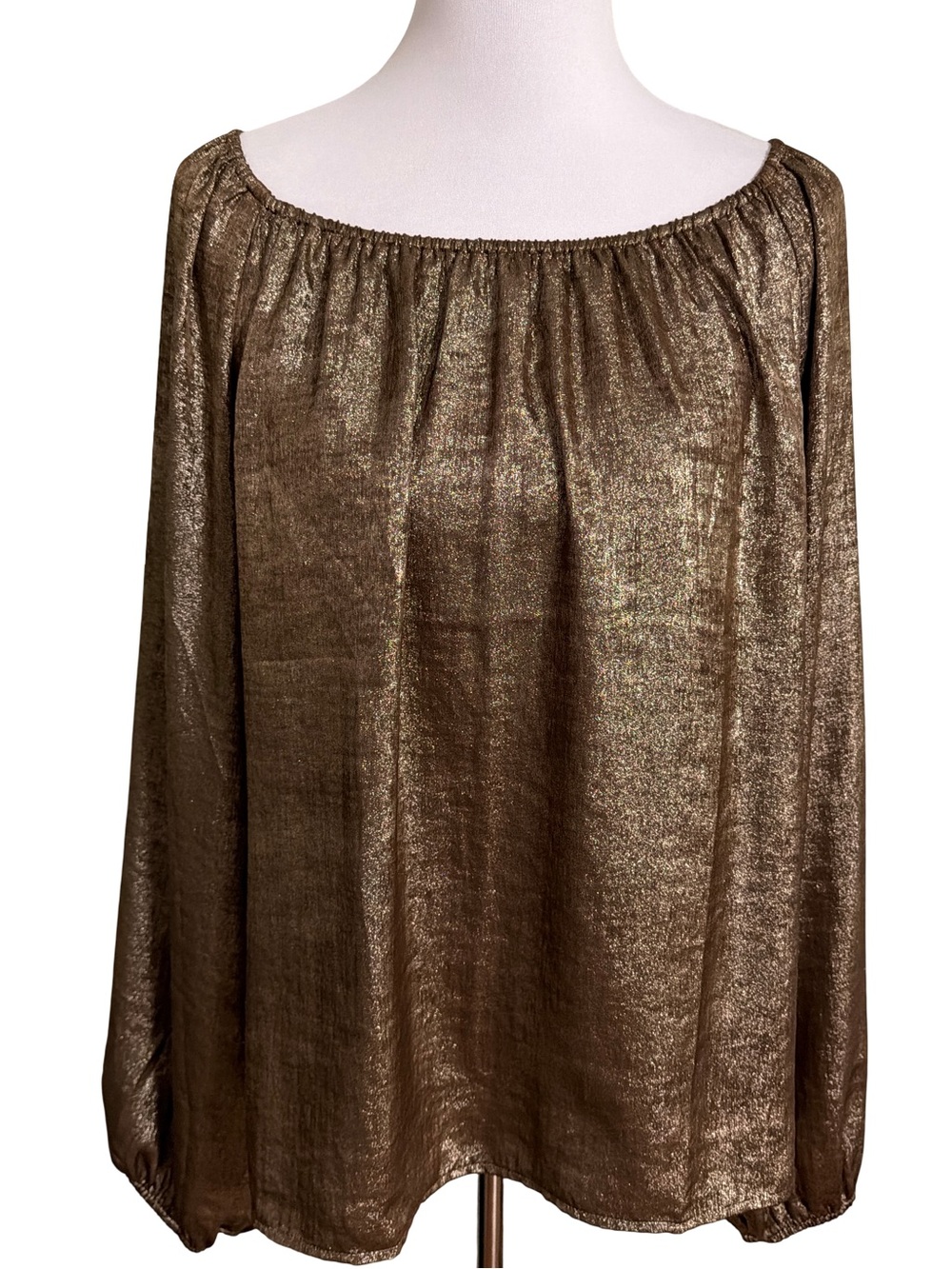 LOFT Metallic Bronze Off-Shoulder Blouse